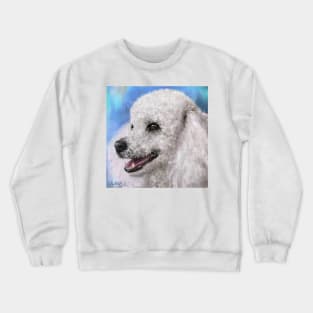 Painting of a White Fluffy Poodle Smiling Crewneck Sweatshirt